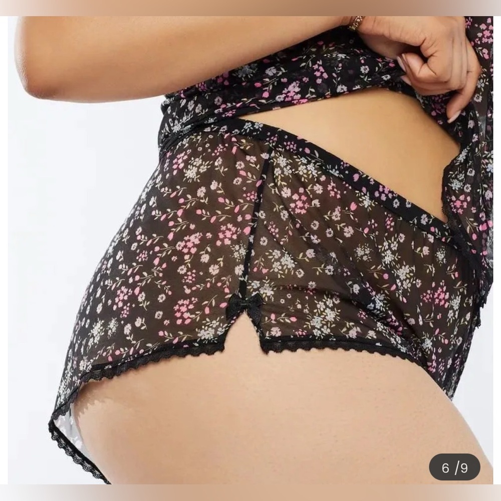 Savage X Fenty Floral Mesh Lingerie Set – Top 3X / Bottom 2X - Picture 3 of 12
